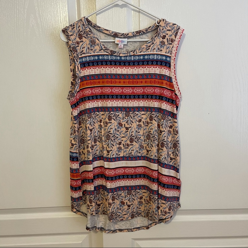 Lularoe medium Cocoa tank top floral stripes